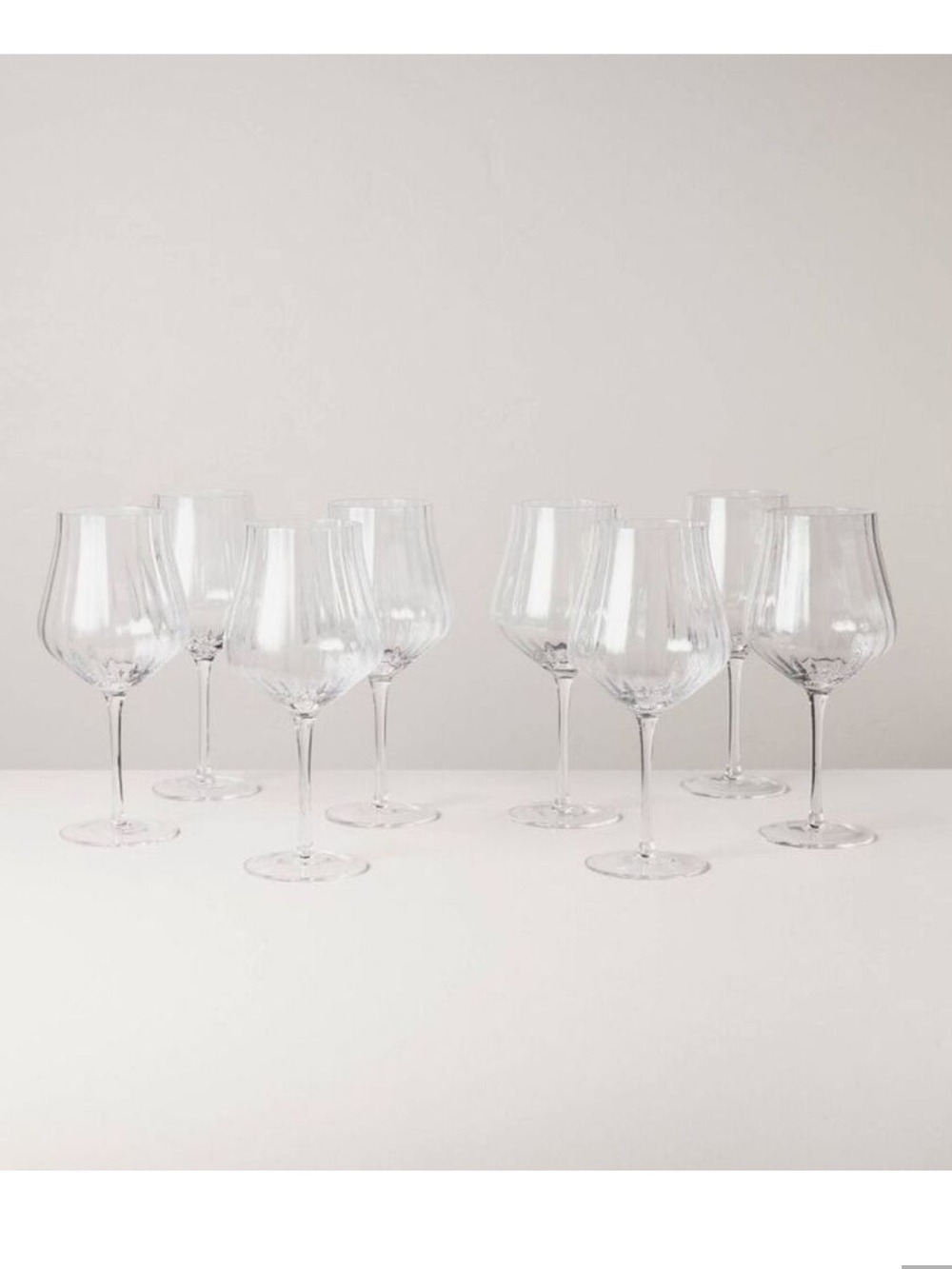 **Set of 8** 20oz Ribbed Wine Glasses Clear - Hearth & Hand with Magnolia NEW!